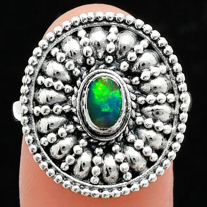 Ethiopian Opal Ring size-9 EXR04269 R-1691, 6x4 mm