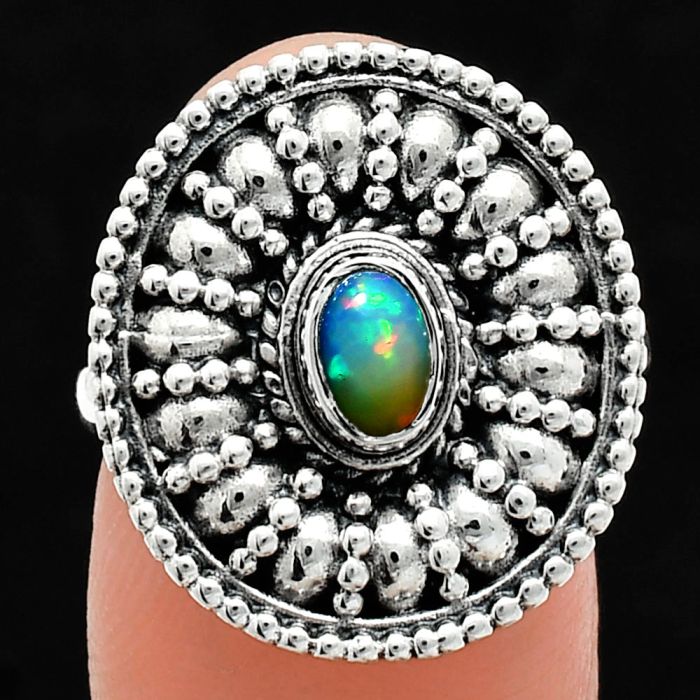 Ethiopian Opal Ring size-8 EXR04280 R-1691, 6x4 mm