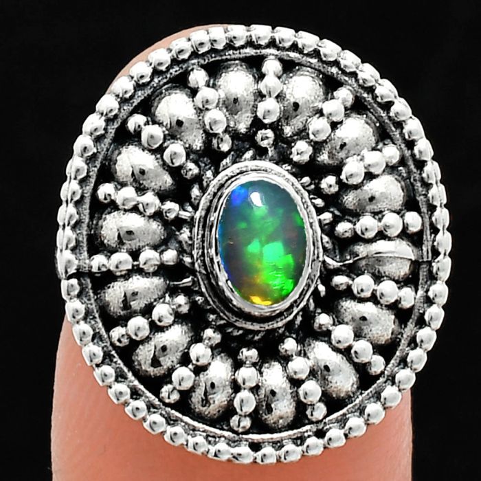 Ethiopian Opal Ring size-6 EXR04281 R-1691, 6x4 mm