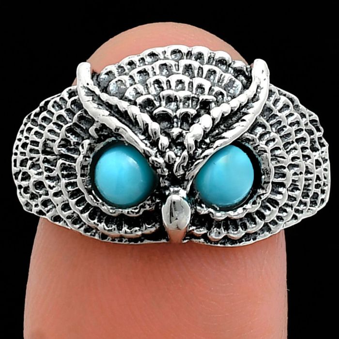 Owl - Sleeping Beauty Turquoise Ring size-7 EXR04375 R-1022, 4x4 mm