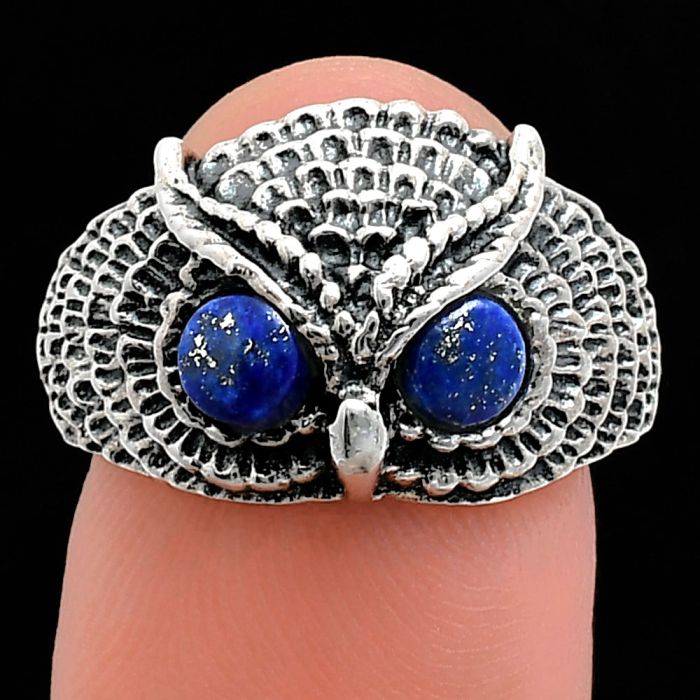 Owl - Lapis Lazuli Ring size-7 EXR04424 R-1022, 4x4 mm