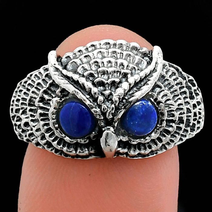 Owl - Lapis Lazuli Ring size-9.5 EXR04427 R-1022, 4x4 mm