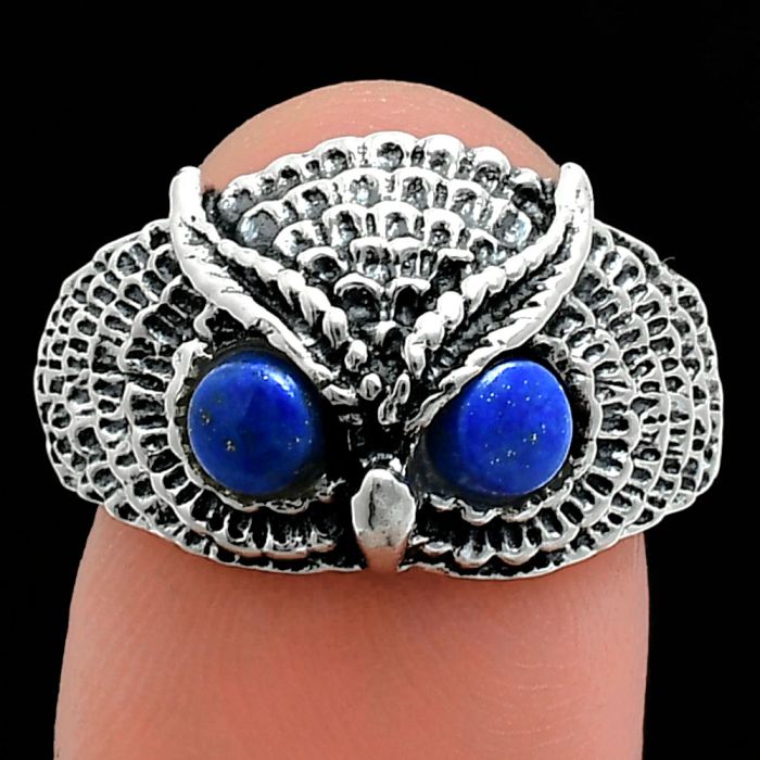 Owl - Lapis Lazuli Ring size-8 EXR04428 R-1022, 4x4 mm