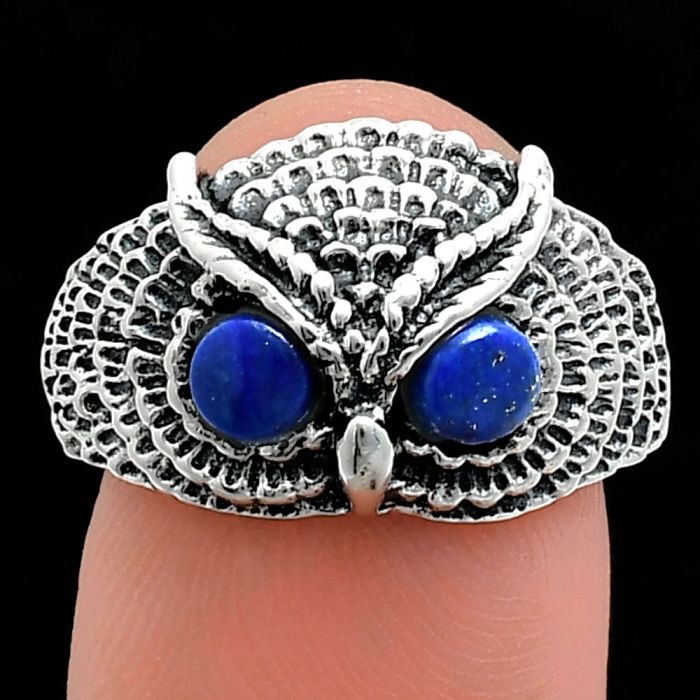 Owl - Lapis Lazuli Ring size-8 EXR04431 R-1022, 4x4 mm