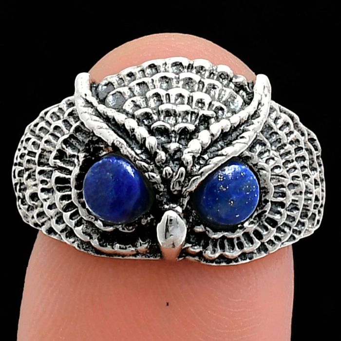 Owl - Lapis Lazuli Ring size-7 EXR04432 R-1022, 4x4 mm