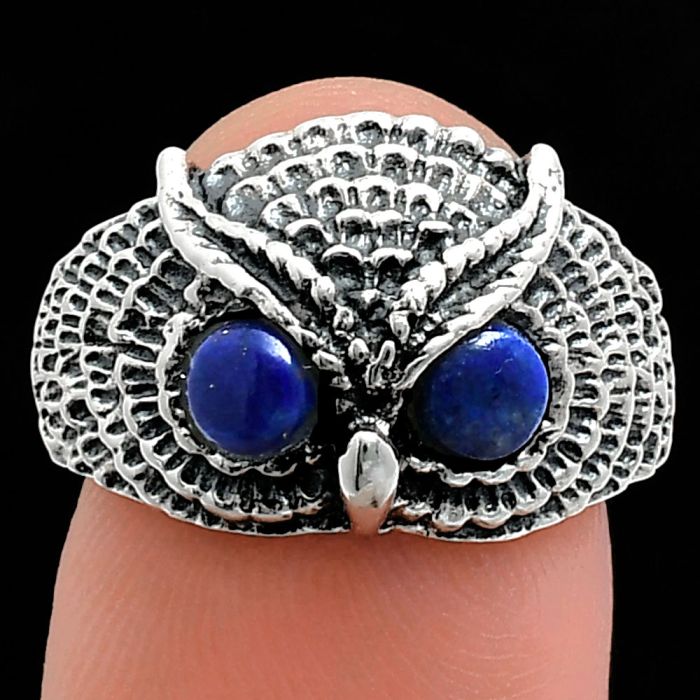 Owl - Lapis Lazuli Ring size-7 EXR04435 R-1022, 4x4 mm