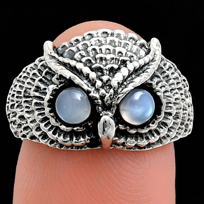 Owl - Srilankan Moonstone Ring size-7 EXR04444 R-1022, 4x4 mm