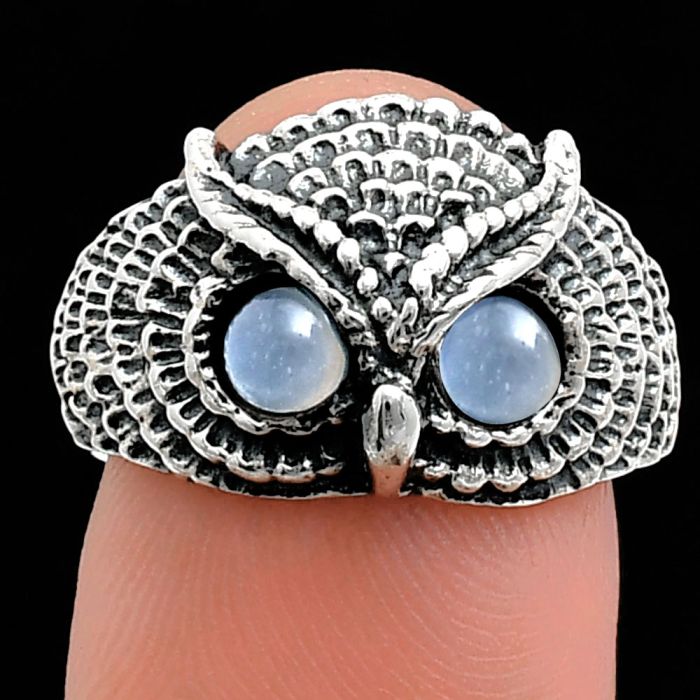 Owl - Srilankan Moonstone Ring size-7 EXR04449 R-1022, 4x4 mm