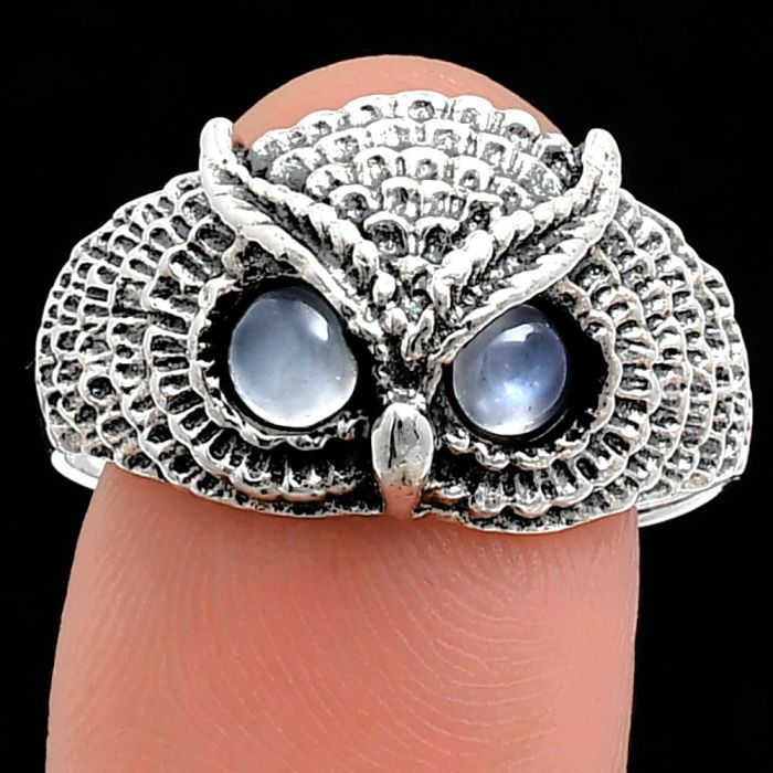 Owl - Srilankan Moonstone Ring size-9.5 EXR04453 R-1022, 4x4 mm