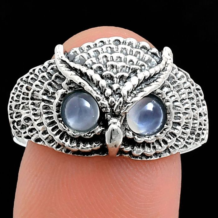 Owl - Srilankan Moonstone Ring size-9.5 EXR04455 R-1022, 4x4 mm