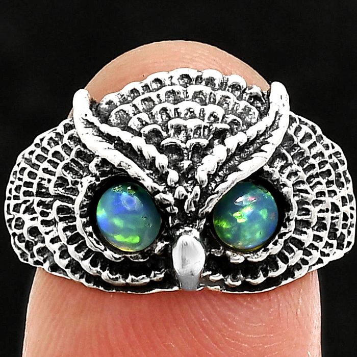 Owl - Ethiopian Opal Ring size-8 EXR04456 R-1022, 4x4 mm