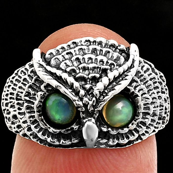 Owl - Ethiopian Opal Ring size-7 EXR04459 R-1022, 4x4 mm