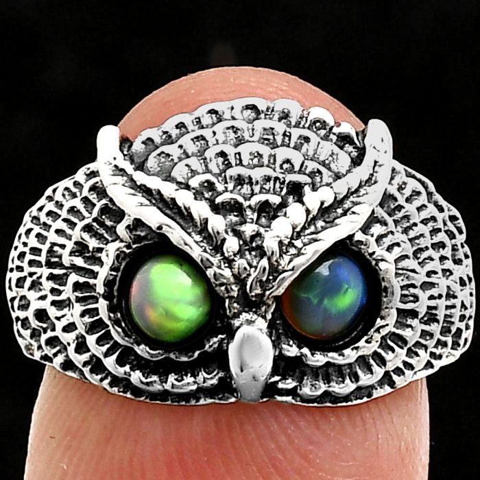 Owl - Ethiopian Opal Ring size-7 EXR04460 R-1022, 4x4 mm