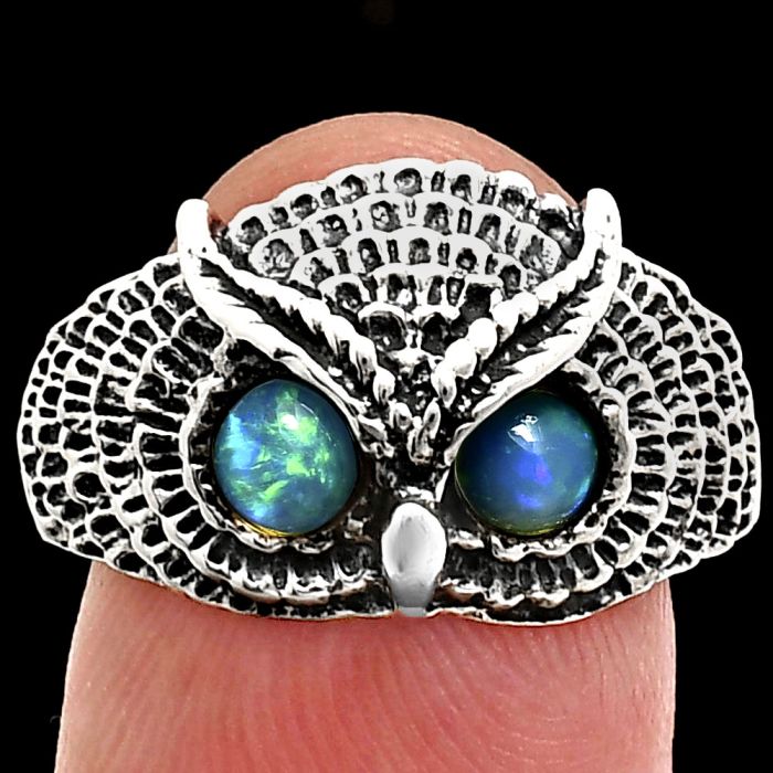 Owl - Ethiopian Opal Ring size-9 EXR04461 R-1022, 4x4 mm