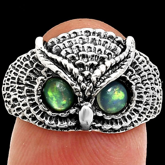 Owl - Ethiopian Opal Ring size-7 EXR04463 R-1022, 4x4 mm