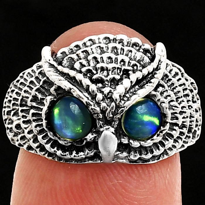 Owl - Ethiopian Opal Ring size-7 EXR04466 R-1022, 4x4 mm