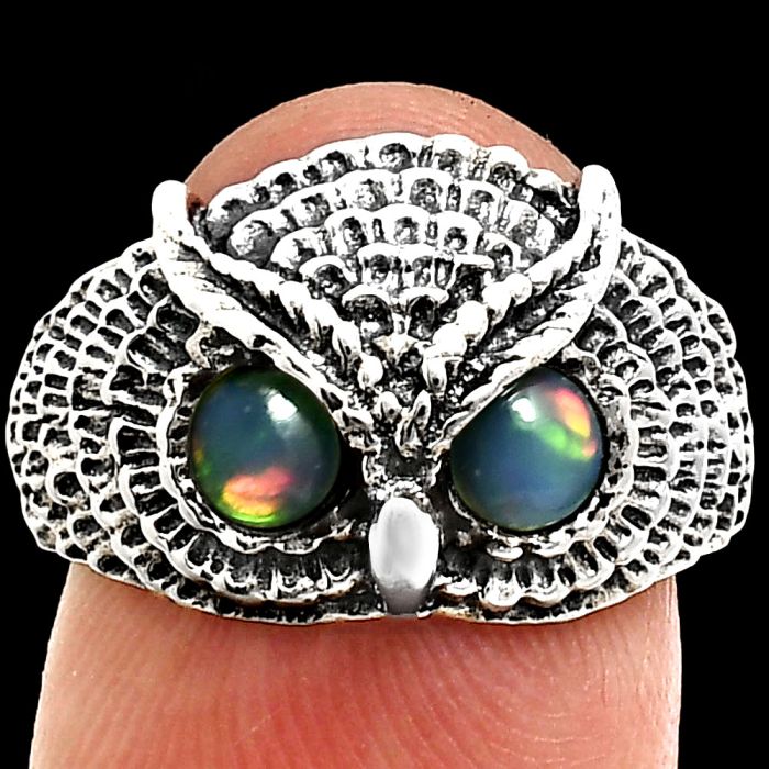 Owl - Ethiopian Opal Ring size-7 EXR04467 R-1022, 4x4 mm