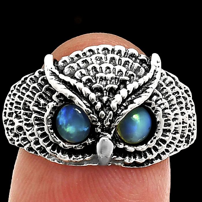 Owl - Ethiopian Opal Ring size-9 EXR04472 R-1022, 4x4 mm