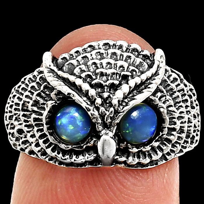 Owl - Ethiopian Opal Ring size-7 EXR04474 R-1022, 4x4 mm