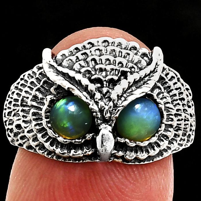 Owl - Ethiopian Opal Ring size-7 EXR04479 R-1022, 4x4 mm