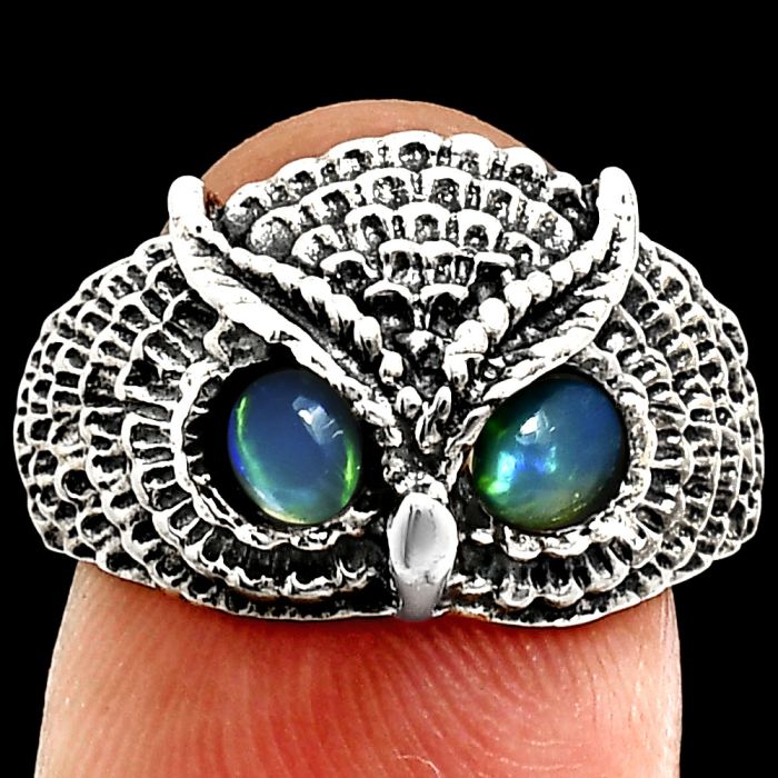 Owl - Ethiopian Opal Ring size-7 EXR04480 R-1022, 4x4 mm