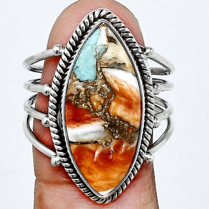 Spiny Oyster Turquoise Ring size-10 EXR04485 R-1010, 11x24 mm