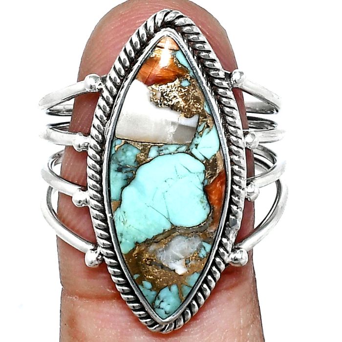 Spiny Oyster Turquoise Ring size-9.5 EXR04490 R-1010, 10x24 mm