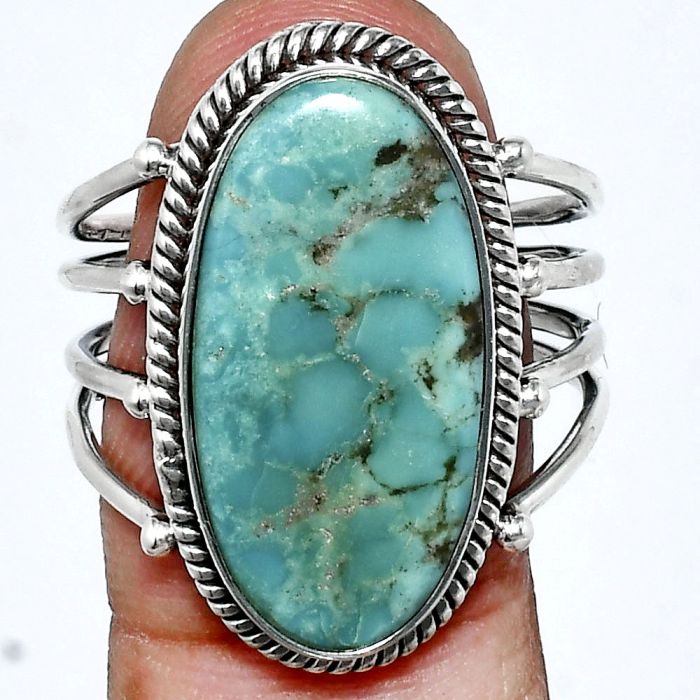 Natural Rare Turquoise Nevada Aztec Mt Ring size-10 EXR04497 R-1010, 11x22 mm