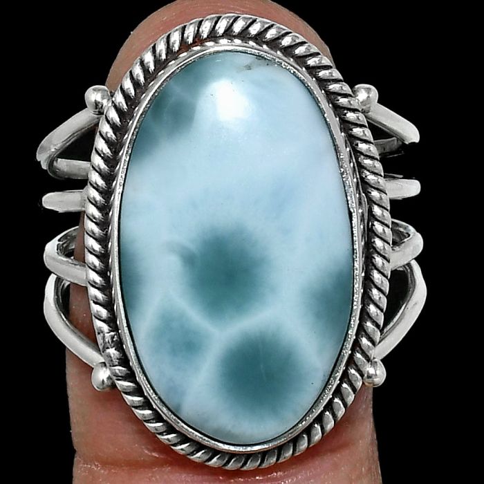 Larimar (Dominican Republic) Ring size-9.5 EXR04504 R-1010, 13x21 mm