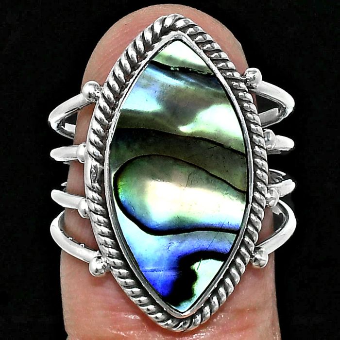 Abalone Shell Ring size-7 EXR04507 R-1010, 11x21 mm