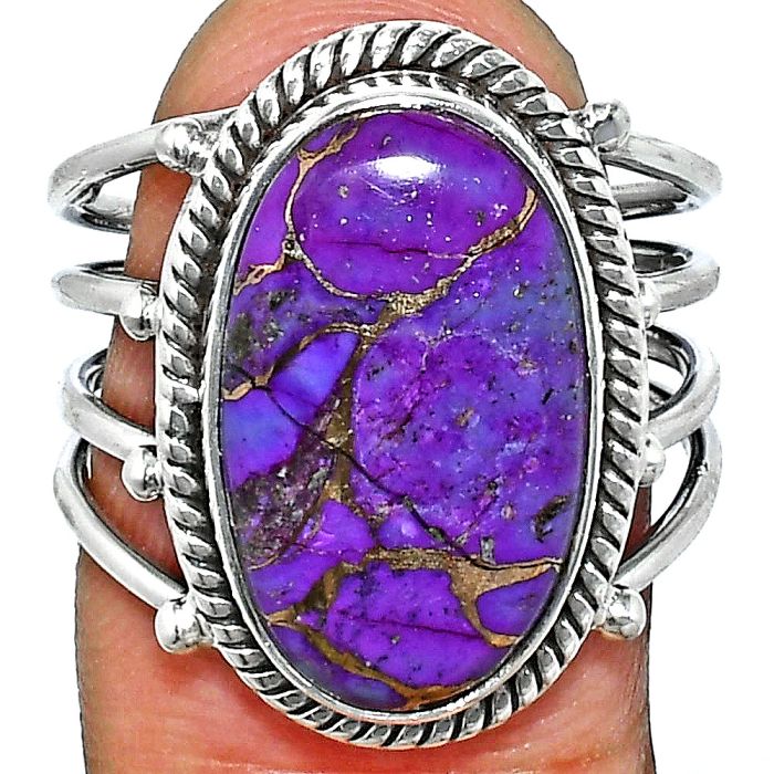 Copper Purple Turquoise Ring size-8 EXR04510 R-1010, 11x18 mm