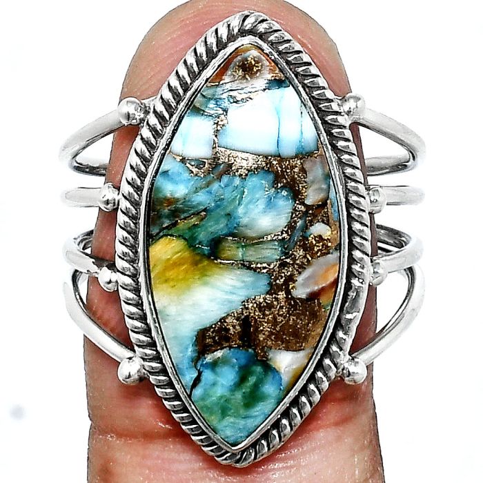 Spiny Oyster Turquoise Ring size-9.5 EXR04518 R-1010, 11x23 mm