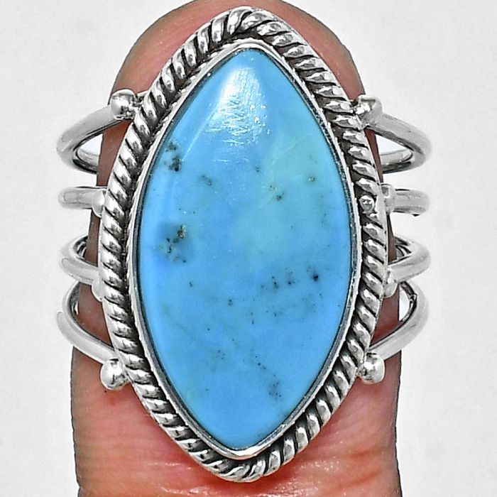 Sleeping Beauty Turquoise Ring size-7 EXR04526 R-1010, 11x20 mm