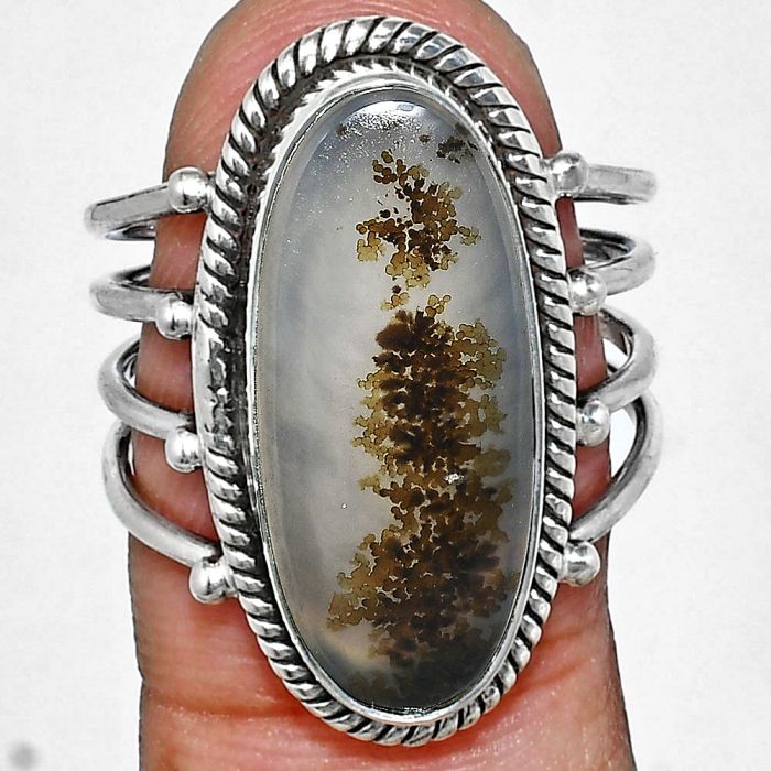 Scenic Dendritic Agate Ring size-8 EXR04532 R-1010, 9x21 mm