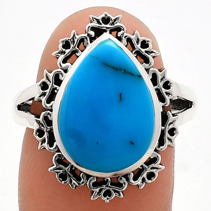 Sleeping Beauty Turquoise Ring size-8 EXR04537 R-1114, 11x15 mm