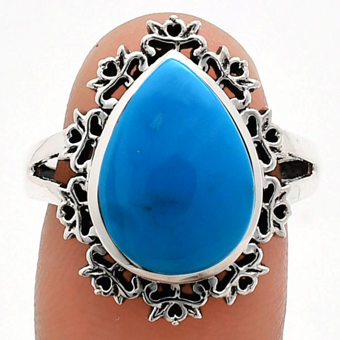 Sleeping Beauty Turquoise Ring size-8 EXR04539 R-1114, 11x15 mm