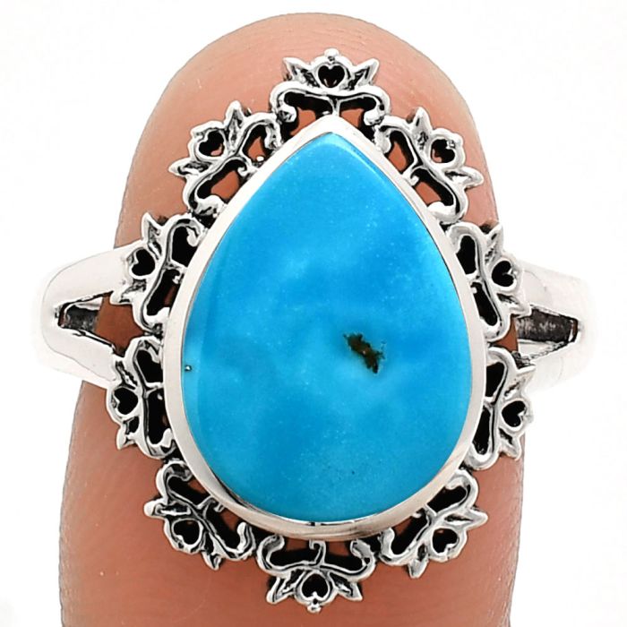 Sleeping Beauty Turquoise Ring size-9 EXR04540 R-1114, 11x15 mm