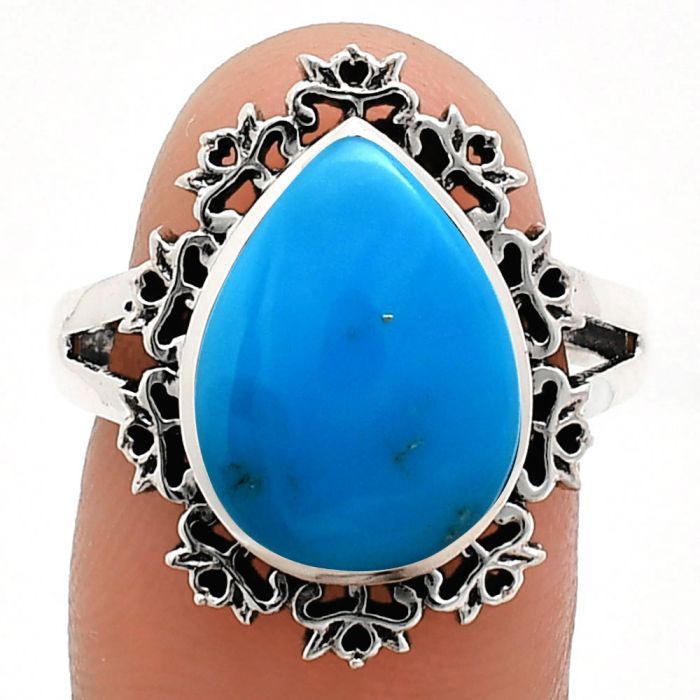 Sleeping Beauty Turquoise Ring size-8 EXR04542 R-1114, 11x15 mm