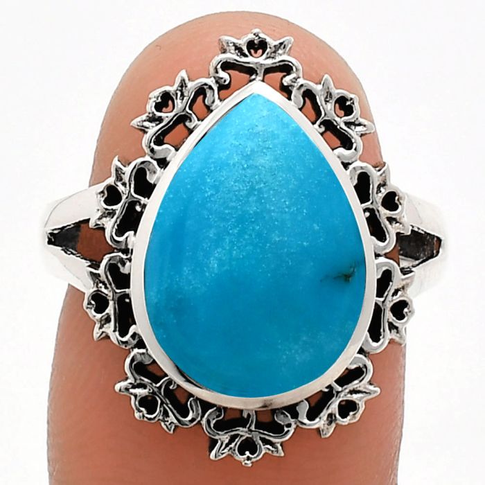 Sleeping Beauty Turquoise Ring size-7 EXR04543 R-1114, 11x15 mm