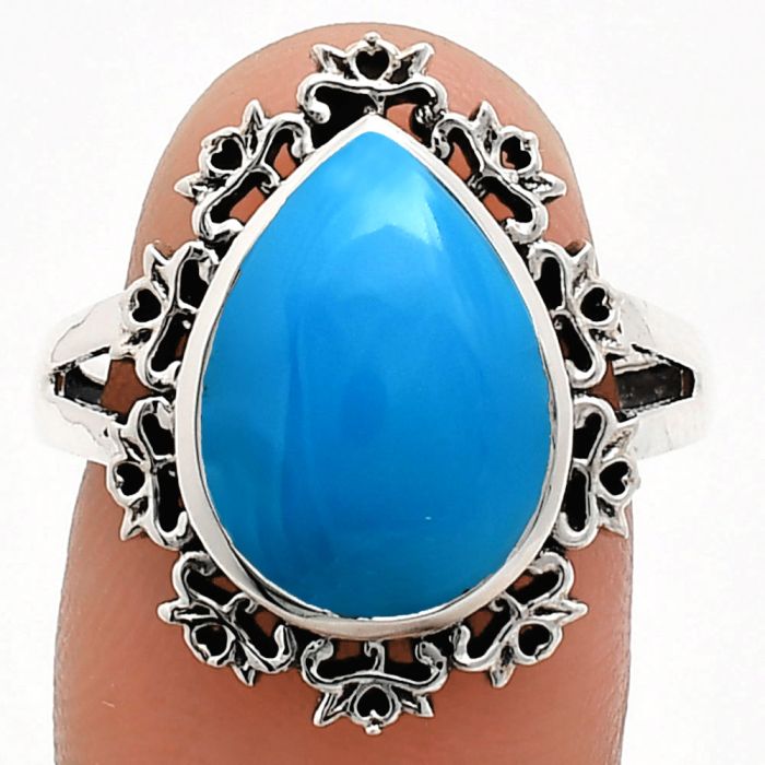 Sleeping Beauty Turquoise Ring size-8 EXR04544 R-1114, 11x15 mm