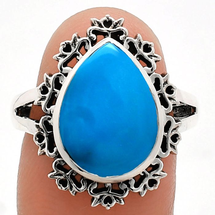 Sleeping Beauty Turquoise Ring size-8 EXR04546 R-1114, 11x15 mm