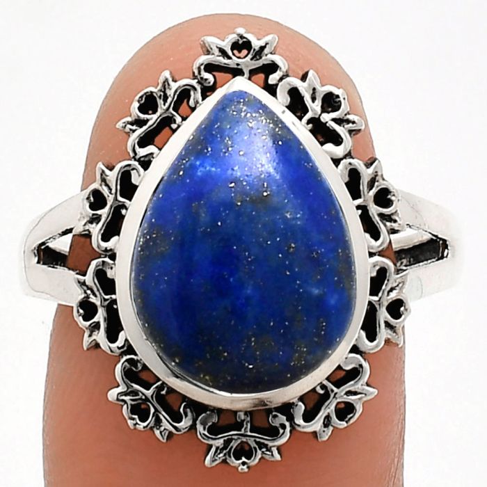 Lapis Lazuli Ring size-8.5 EXR04551 R-1114, 11x15 mm