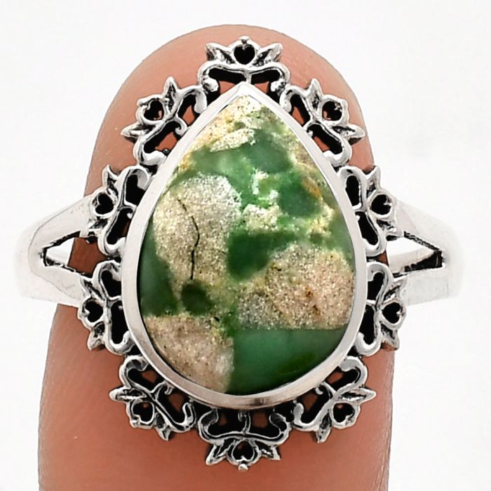 Utah Variscite Ring size-9.5 EXR04564 R-1114, 11x15 mm