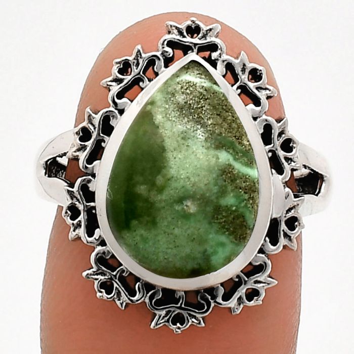 Utah Variscite Ring size-7 EXR04569 R-1114, 11x15 mm