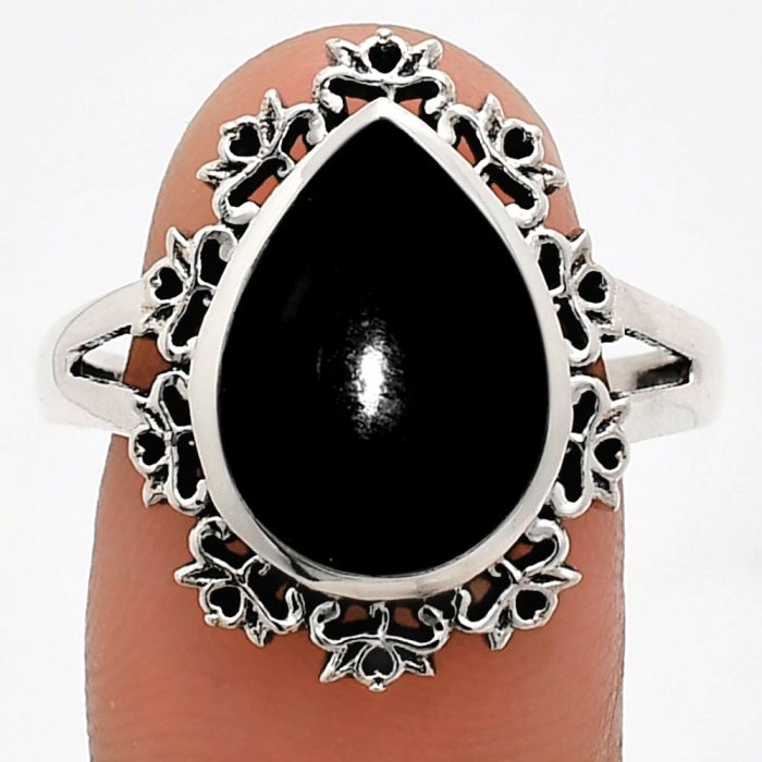 Black Onyx Ring size-9.5 EXR04573 R-1114, 11x15 mm