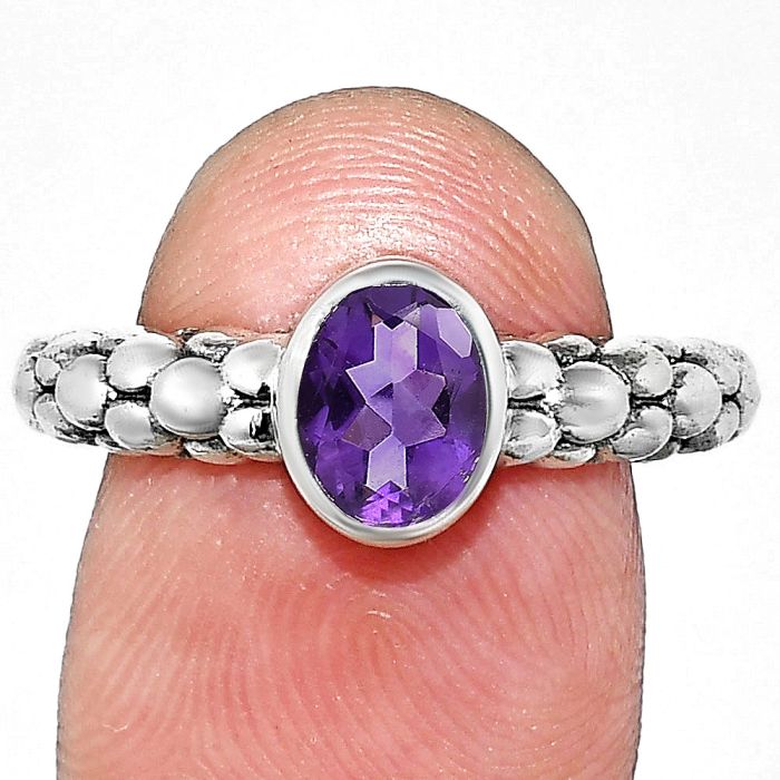 African Amethyst Ring size-7 EXR04724 R-1730, 7x5 mm