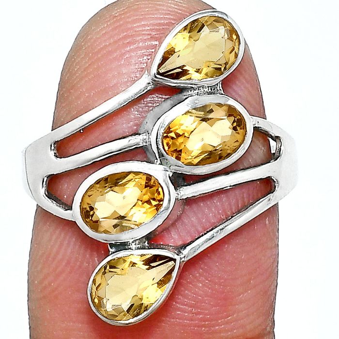 Citrine Ring size-7 EXR04800 R-1053, 6x4 mm