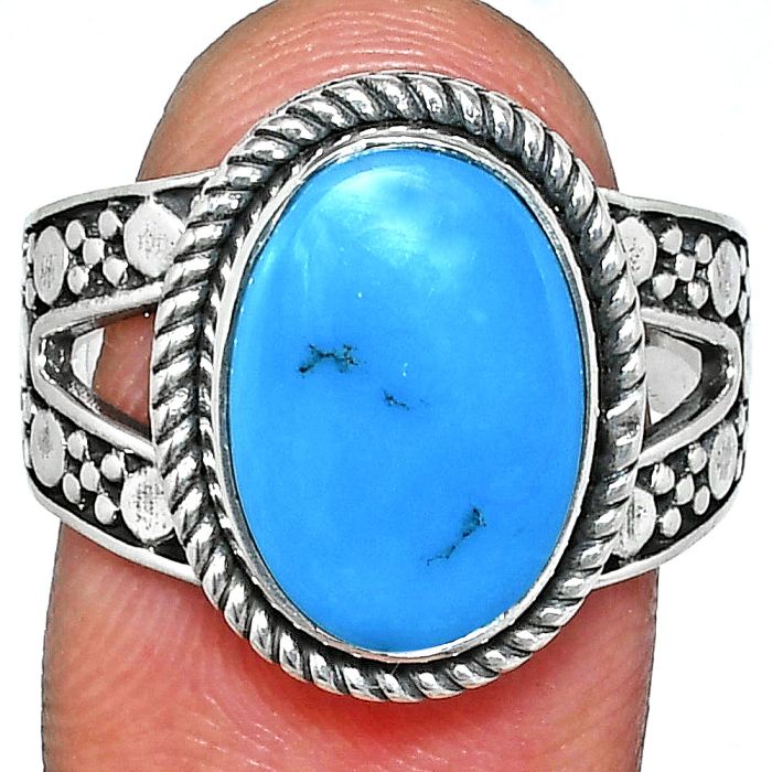 Sleeping Beauty Turquoise Ring size-9 EXR04888 R-1732, 10x14 mm