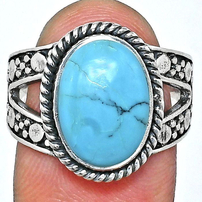 Sleeping Beauty Turquoise Ring size-8 EXR04894 R-1732, 10x14 mm