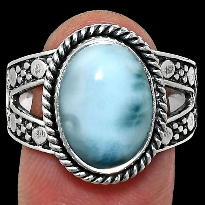 Larimar (Dominican Republic) Ring size-9.5 EXR04908 R-1732, 10x14 mm